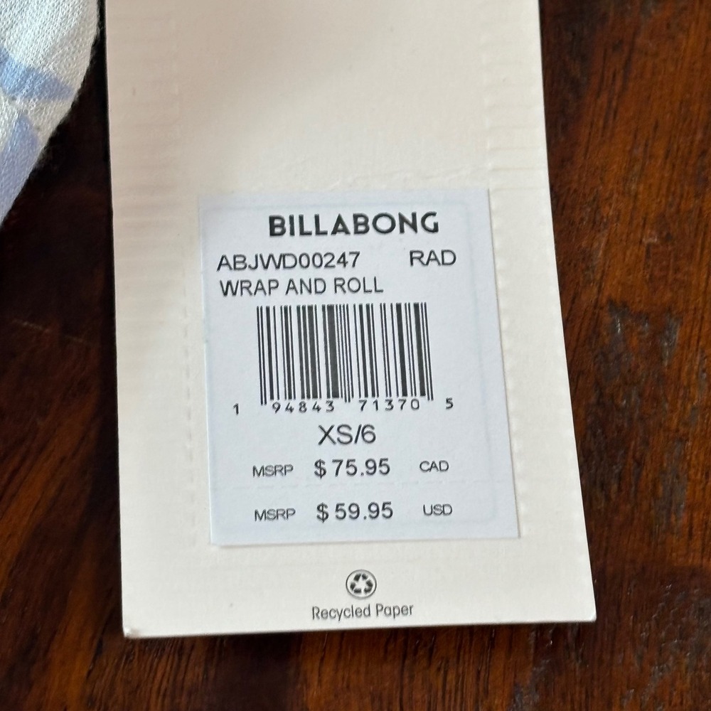 Billabong Wrap and Roll Floral Mini Dress Blue White Ruffle XS ABJWD00247 - Picture 4 of 12